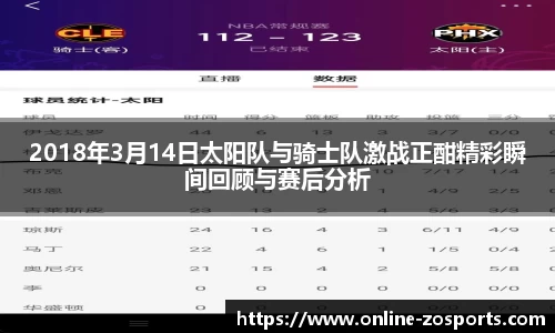 2018年3月14日太阳队与骑士队激战正酣精彩瞬间回顾与赛后分析
